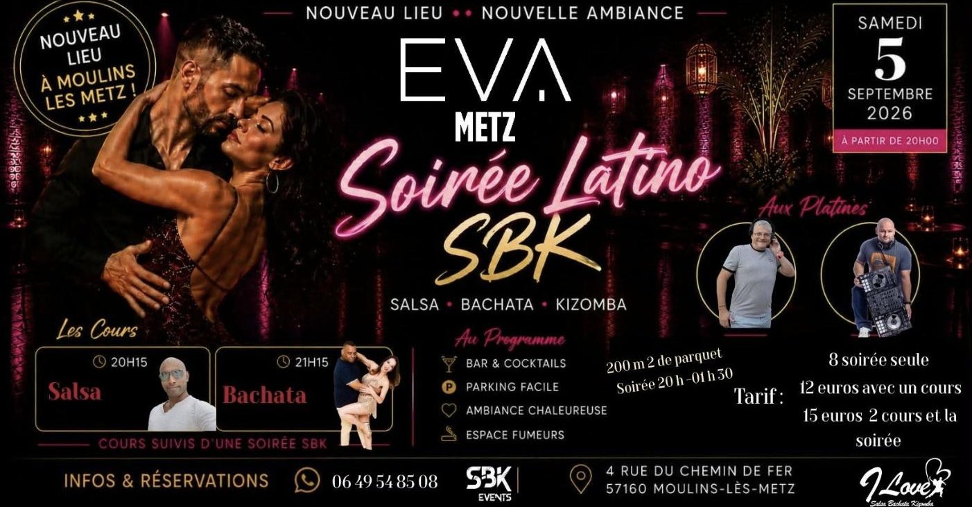 Flyer de Soirée Latino SBK – Nouveau Lieu