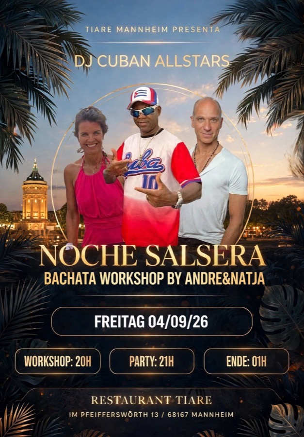 Flyer de Noche Salsera – Restaurant Tiaré Mannheim