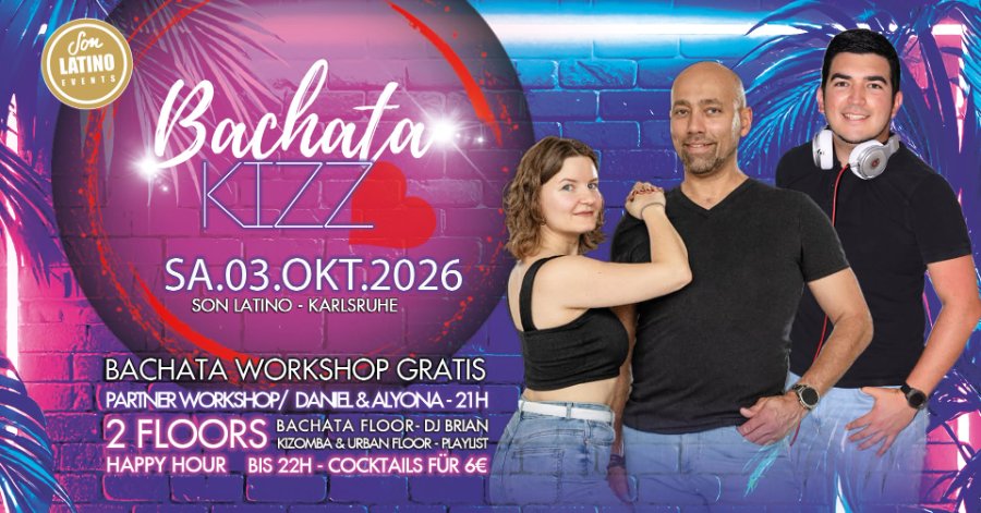 Flyer de Bachata Kizz – Bachata Workshop Gratis Open Air